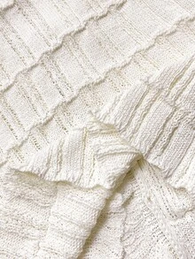 Nubod Plus Size Soft Cream Frill Trim Knit Cardigan - Beige - View 9