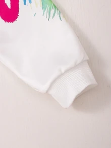 SHEIN Sparklyn 青少年女孩花卉數位印花衛衣與工裝褲兩件套，街頭風寬鬆套頭上衣與寬腿翻蓋口袋長褲休閒穿搭 - 彩色 - 查看 6