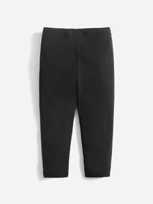 SHEIN Baby Girl Elastic Waist Solid Black Woven School Breathable Relaxed Easy-Care Soft Bold Chic Cool Fresh Cozy Free Flowy Girls Pants - Black - View 2