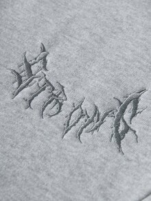 Manfinity Roghcode 男士街頭風熱銷深色街頭刺繡 3D 刺繡休閒日常百搭男友丈夫禮物 週年紀念禮物灰色運動長褲 - 淺灰色 - 查看 5