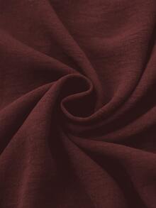 Lacomfia Plus Size Women's V-Neck Long Sleeve Blouse With Wooden Button Adjustable Front Ruffle Decor Loose Comfortable Casual Vacation Long Pants Slimming 2 Pieces Set - Burgundy - View 6