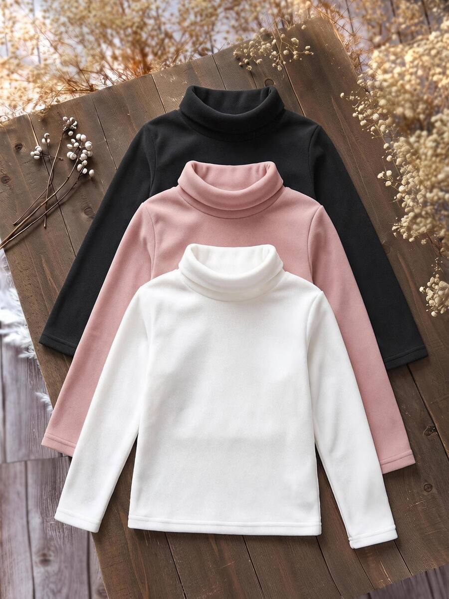 SHEIN 3PCS Baby Girls Autumn Tops - Multicolor - View 1