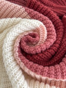 SHEIN Girls' Rainbow Color Cardigan Sweater, Autumn/Winter Children's Knit Top, Fashionable Cute Versatile Cardigan School Everyday Dark Red - Multicolor - View 5