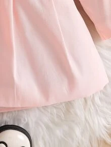 SHEIN Baby Girl Faux Fur Collar Trench Coat, Long Sleeve Double Bow Button Front Warm Winter Outerwear - Multicolor - View 7