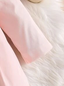 SHEIN Baby Girl Faux Fur Collar Trench Coat, Long Sleeve Double Bow Button Front Warm Winter Outerwear - Multicolor - View 9