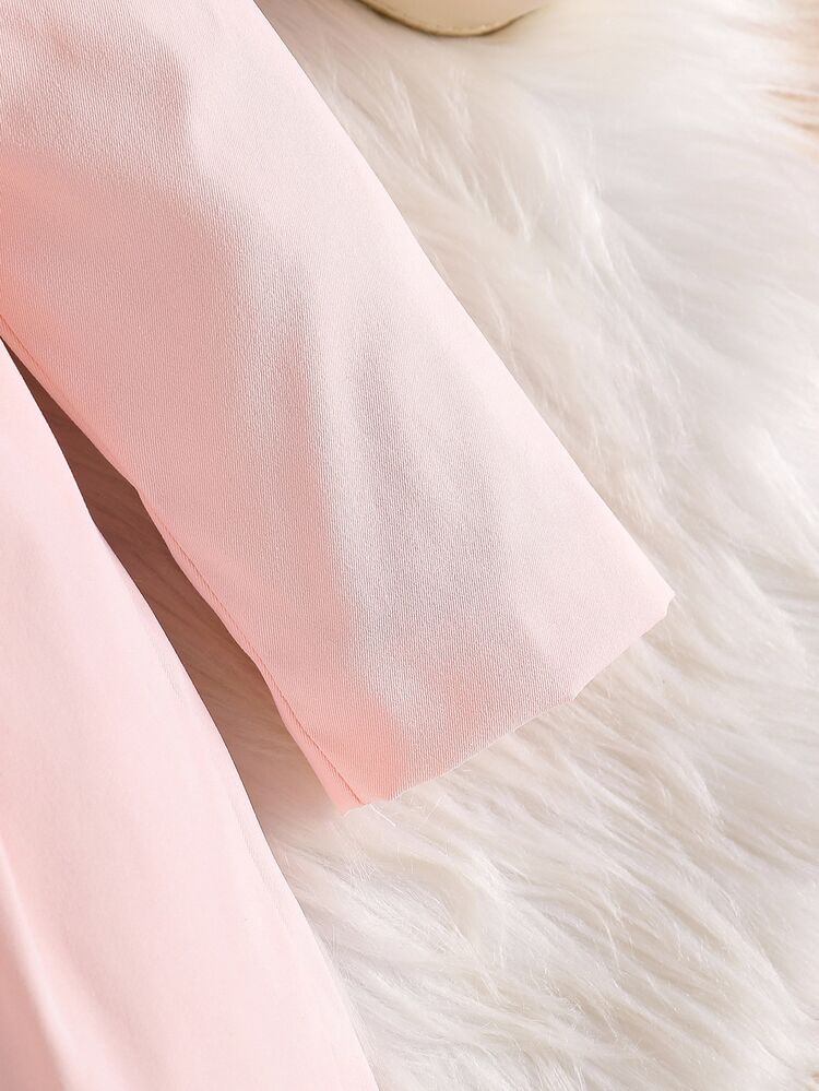 SHEIN Baby Girl Faux Fur Collar Trench Coat, Long Sleeve Double Bow Button Front Warm Winter Outerwear - Multicolor - View 9