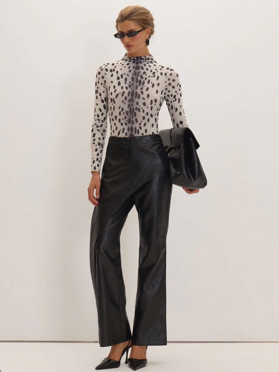 Mesh Dalmation Print Bodysuit Everyday Date Night Chic New Season Elegant Party Romantic Museyn Feminina - Multicolor - View 1