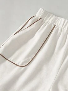 Linhara CURVE Ditambah kemeja model drop shoulder dengan detail piping kontras dan celana lebar. - Hitam - View 8