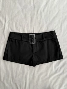 Attitoon Women's Casual Vintage Ultra Low Waist Shorts, Hot Girl Shorts, Y2K Outfit, Hot Girl Shorts, Suitable For Daily Commute, Party, Summer, Christmas, New Year, Thanksgiving, Party, Wedding, Beach, Outing, Date, Valentine's Day, Elegant, Vacation, Y2K - Black - View 7
