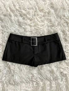 Attitoon Women's Casual Vintage Ultra Low Waist Shorts, Hot Girl Shorts, Y2K Outfit, Hot Girl Shorts, Suitable For Daily Commute, Party, Summer, Christmas, New Year, Thanksgiving, Party, Wedding, Beach, Outing, Date, Valentine's Day, Elegant, Vacation, Y2K - Black - View 8