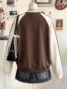 Women's Plus Size Letter Print Long Sleeve Sweatshirt - Multicolor - View 2