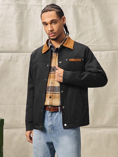 Norleigh Men's Jacket, Men's Front-Button Long-Sleeve Pocket Simple Shirt Jacket, Casual Daily Wear, Men's Jacket, Men's Shirt Jacket, Autumn And Winter Men's Jacket, Boyfriend Gift, Outdoor Warm Long-Sleeve Casual Jacket, Men's Street-Style Shirt Jacket, Men's Work Shirt, Beige Men's Shirt Jacket, Beige Men's Western-Style Shirt