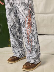 Norleigh Men's Streetwear Hot-Selling Bionic Camouflage Orange 3D Embroidered Lettering Zip-Up Sweatshirt Set - Multicolor - View 10