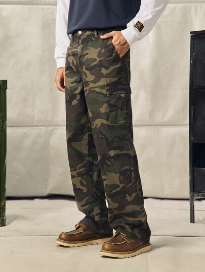 Norleigh Men's Casual Camo Print Cargo Jeans Going Out Hang Out Tropical Party Street