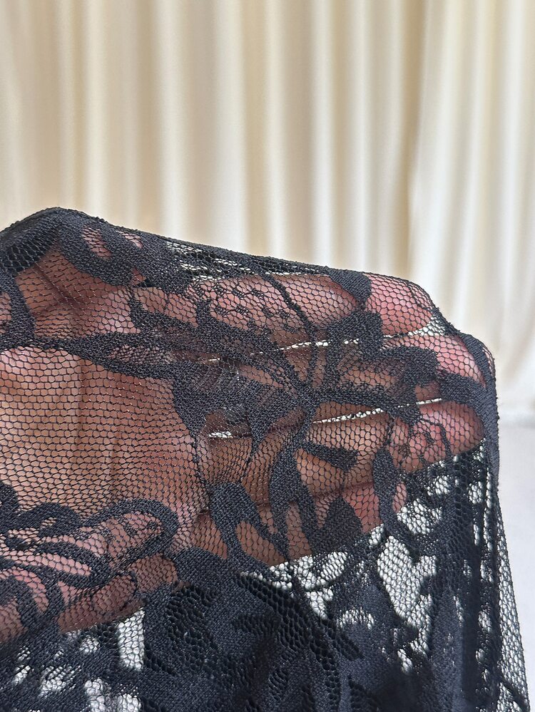 GalTyme Plus Size Solid Color Lace Patchwork Romper Fall - Black - View 8