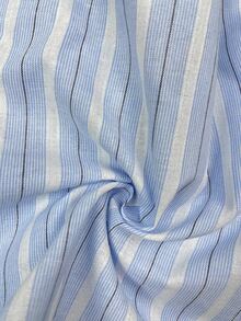 Baby Boy Striped Collared Contrast Trim Long Sleeve Loose Thick Open Front Autumn Top And Straight Leg Pants Set, Versatile For Winter - Blue and White - View 6
