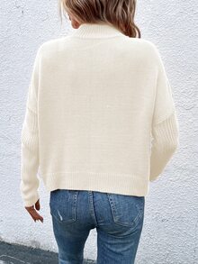 EMERY ROSE Suéter envolvente de cuello alto de unicolor informal, otoño/invierno - Albaricoque - Ver 2