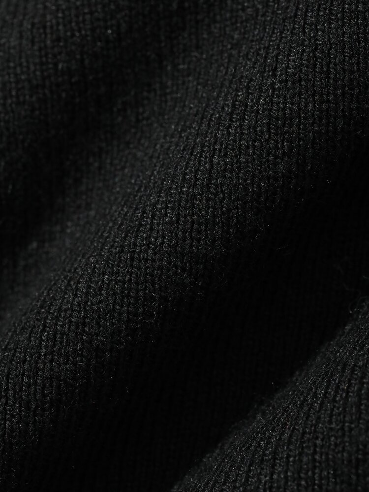 FRIFUL Women's Autumn Plaid Sweater With Tie Neckline - Black - View 9