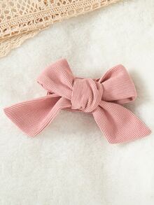 SHEIN Playful Pals 2件組女嬰可愛兔子刺繡可拆式毛球連身衣，秋季粉色與白色條紋家庭套裝，動物主題周歲生日裝 - 粉色 - 查看 6