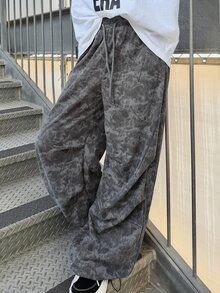FRIFUL Women's Autumn Corduroy Camouflage Straight Leg Loose Fit Pants - Grey - View 13