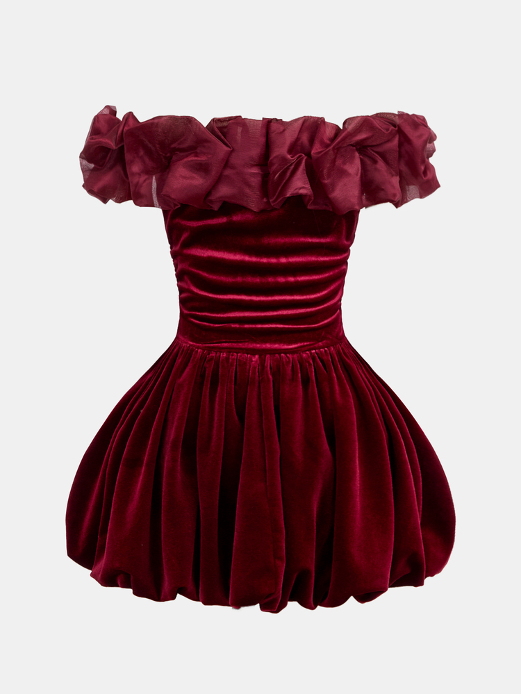 SHEIN Gaun Merah Tanpa Bahu untuk Anak Perempuan Remaja, Elegan untuk Acara Formal dan Pakaian Sehari-hari Kasual, Serbaguna - Merah - View 2