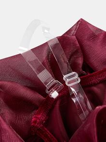 SHEIN Gaun Merah Tanpa Bahu untuk Anak Perempuan Remaja, Elegan untuk Acara Formal dan Pakaian Sehari-hari Kasual, Serbaguna - Merah - View 3