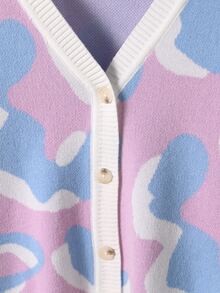 Girls' Autumn/Winter Fashion Patterned Jacquard Knit Cardigan Sweater, Long Sleeve - Multicolor - View 6