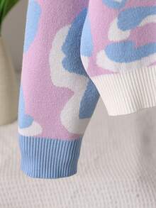 Girls' Autumn/Winter Fashion Patterned Jacquard Knit Cardigan Sweater, Long Sleeve - Multicolor - View 3