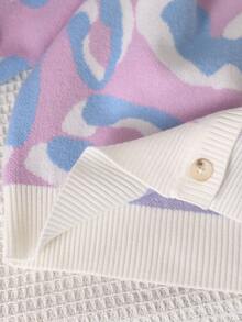 Girls' Autumn/Winter Fashion Patterned Jacquard Knit Cardigan Sweater, Long Sleeve - Multicolor - View 8