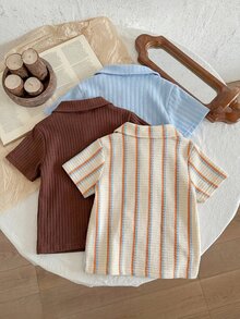 LMoss Kids Kids 3pcs Young Boy Solid Color Single Pocket Casual Polo Shirt Set - Multicolor - View 2