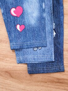 3pcs Baby Girl Fashionable Cute Print Elastic Comfortable Pants Set Graduation Navy Blue Aqua Blue Blue Autumn Casual Cute - Blue - View 7