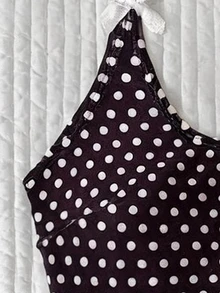 Elavelle Atasan Bikini Wanita Motif Polkadot Leher Halter dengan Hiasan Pita, Motif Acak, Musim Semi/Panas - MultiWarna - View 4