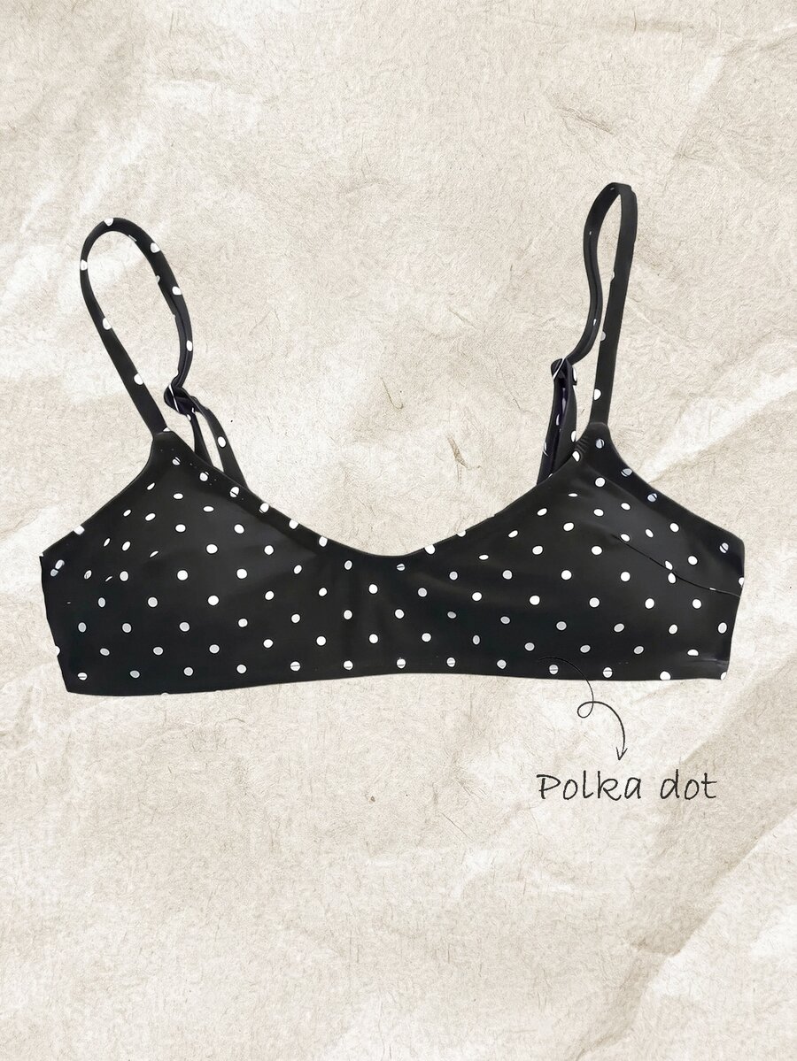 Elavelle Women's Polka Dot Print Adjustable Spaghetti Strap Sexy Micro Bikini Top - Multicolor - View 1