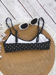 Elavelle Women's Polka Dot Print Adjustable Spaghetti Strap Sexy Micro Bikini Top - Multicolor - View 2
