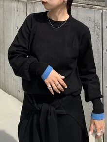 FRIFUL Women's Colorblock Casual Versatile Daily Long Sleeve Sweater - Black - View 6