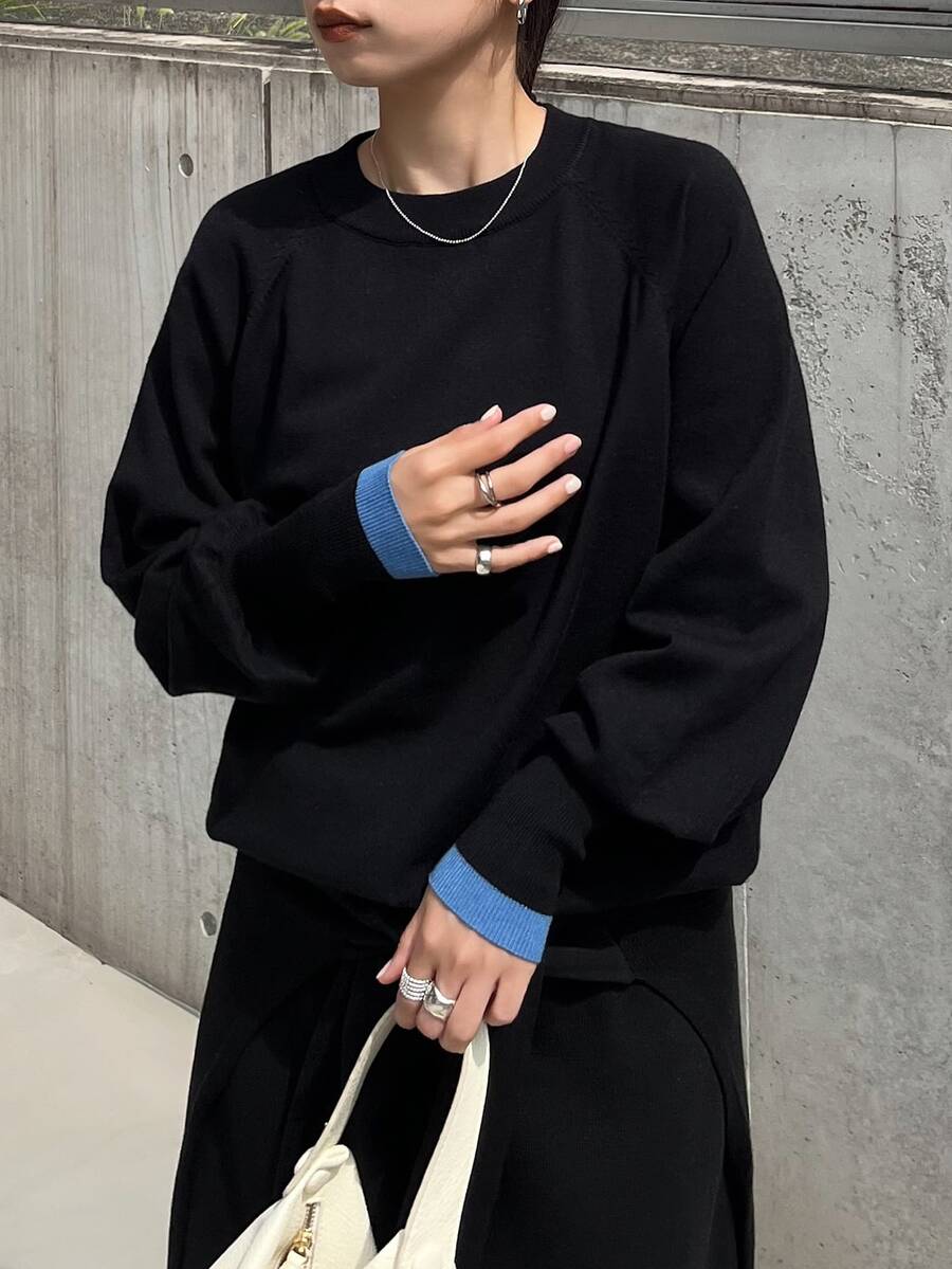 FRIFUL Women's Colorblock Casual Versatile Daily Long Sleeve Sweater - Black - View 1