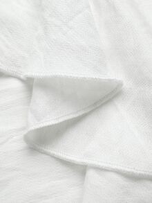 SHEIN 2026 New V-Neck Faux Linen Long Sleeve Casual Boho Daily Brunch Vacation Ruffle Trim Women's Blouse Off White Autumn - White - View 6