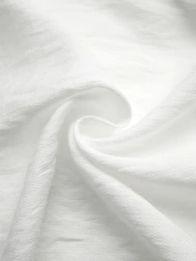 SHEIN 2026 New V-Neck Faux Linen Long Sleeve Casual Boho Daily Brunch Vacation Ruffle Trim Women's Blouse Off White Autumn - White - View 5
