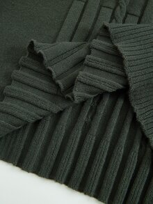 Rusticease كنزة صوفية محبوكة بلون موحد للنساء بمقاسات كبيرة، بياقة عالية وسميكة، توب سحب علوي، خريف/شتاء - أخضر - مشاهدة 6