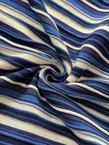 SHEIN PETITE Women's Striped Fitted Sexy Spaghetti Strap Knit Dress - Navy Blue - View 8