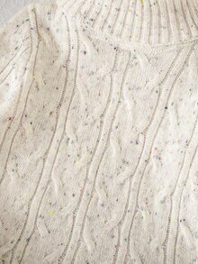 SHEIN 少女款針織立領修身休閒秋季毛衣 - 粉色 - 查看 7