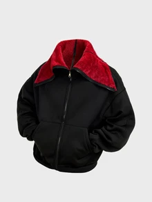 Manfinity BRENVOR Men's Knitted Fashion Daily Young Casual Loose Fit Long Sleeve Hoodie With English Embroidery - Black - View 4