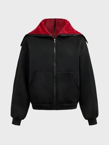 Manfinity BRENVOR Men's Knitted Fashion Daily Young Casual Loose Fit Long Sleeve Hoodie With English Embroidery - Black - View 7
