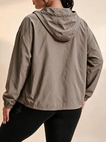 SHEIN Rhythm Era Women's Solid Color Zipper Casual Daily Long Sleeve Sports Jacket - Grey - View 2