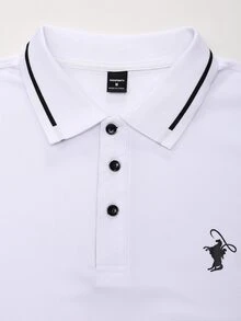 Calvornis Kemeja Polo Lengan Pendek Pria Kasual dengan Trim Kontras, Serbaguna untuk Musim Panas, Acara Formal, dan Upacara. - Putih - View 6