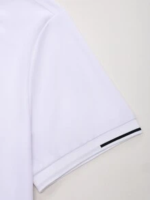 Calvornis Kemeja Polo Lengan Pendek Pria Kasual dengan Trim Kontras, Serbaguna untuk Musim Panas, Acara Formal, dan Upacara. - Putih - View 8