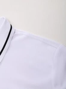 Calvornis Kemeja Polo Lengan Pendek Pria Kasual dengan Trim Kontras, Serbaguna untuk Musim Panas, Acara Formal, dan Upacara. - Putih - View 7