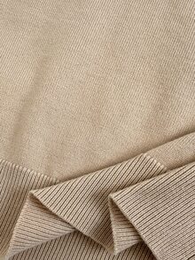 Easowa Women's Minimalist Button Half-Placket Long Sleeve Sweater - Khaki - View 7