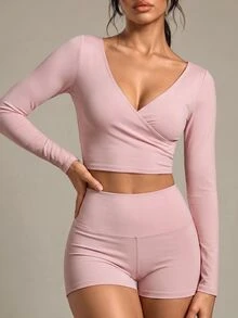 SHEIN Sports Women Sports Tees Tanks Gym Workout Dusty Pink Sporty Summer Sexy Athletic - Dusty Pink - View 1