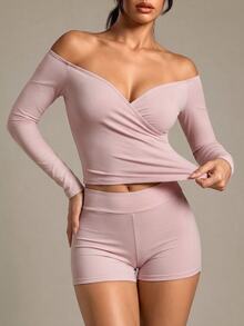 SHEIN Sports Women Sports Tees Tanks Gym Workout Dusty Pink Sporty Summer Sexy Athletic - Dusty Pink - View 3